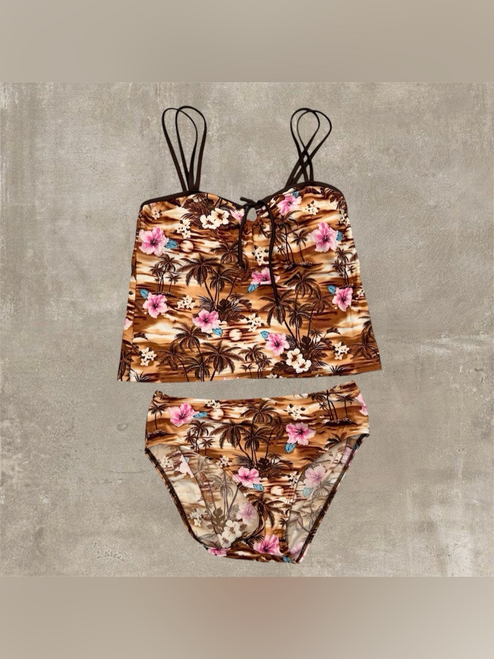 Your Best Look Brown Floral Tropical 2 Piece Swimsuit